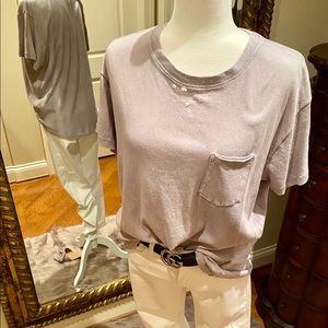 Free People Lilac Distressed T-shirt